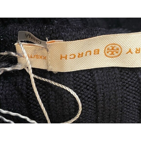 NWOT TORY BURCH Lurex Size XXS Merino Wool Sweater Midi Skirt Navy MSRP $398 - Picture 6 of 10